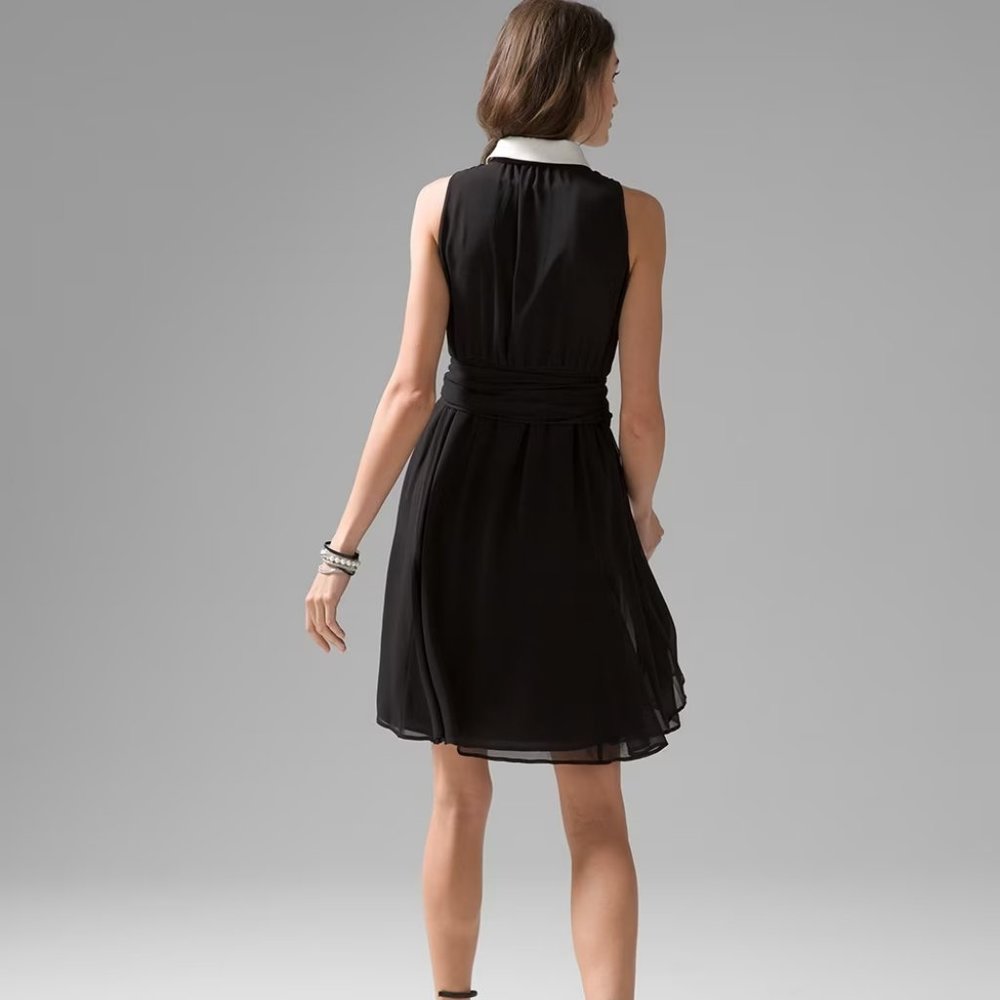 nwt white house black market contrast chiffon smocked dress 0 2 4 6 - Picture 2 of 3